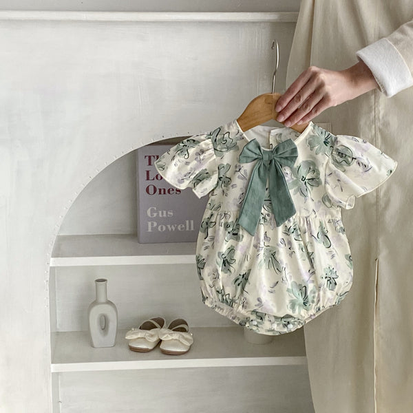 Mono Estampado con Lazo para Bebé Niña - Diseño Triangular