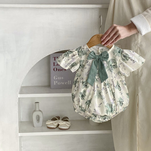 Mono Estampado con Lazo para Bebé Niña - Diseño Triangular