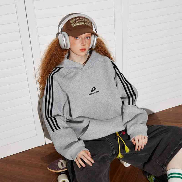 Sudadera con Capucha de Rayas Retro Deportiva para Mujer