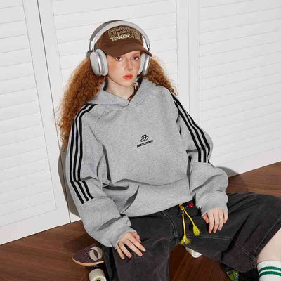 Sudadera con Capucha de Rayas Retro Deportiva para Mujer