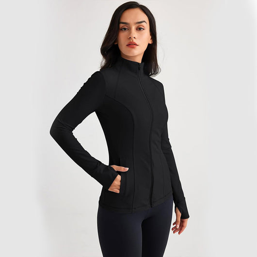 Chaqueta Deportiva Ajustada de Manga Larga con Tecnología Elástica