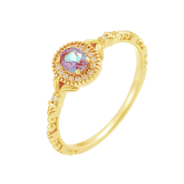 Anillo Vintage Alexander con Gema que Cambia de Color