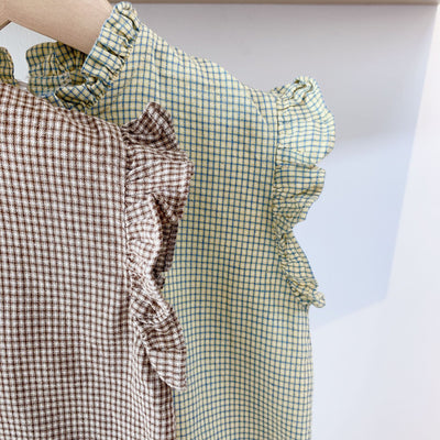 Blusa Sin Mangas a Cuadros con Detalles de Orejas de Madera y Encaje - Image 8