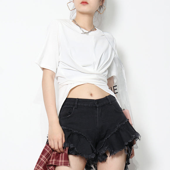 Blusa Casual de Cuello Redondo con Tirantes Irregulares