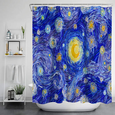 Vibrant psychedelic shower curtain with an abstract digital print featuring an elephant head and cannabis leaves in bright colors. - Image 3