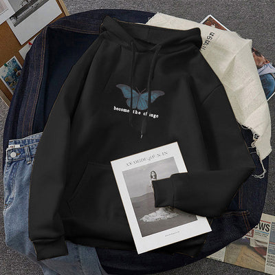Sudadera con Capucha de Terciopelo y Estampado de Mariposas - Talla Plus - Image 6