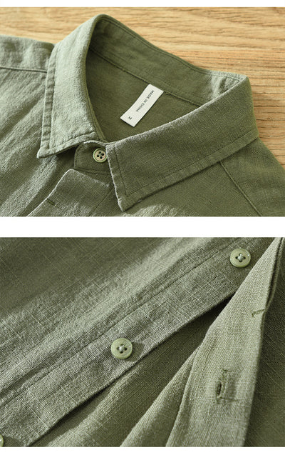 Camisa de Lino y Algodón Transpirable con Solapa de Manga Corta - Image 19