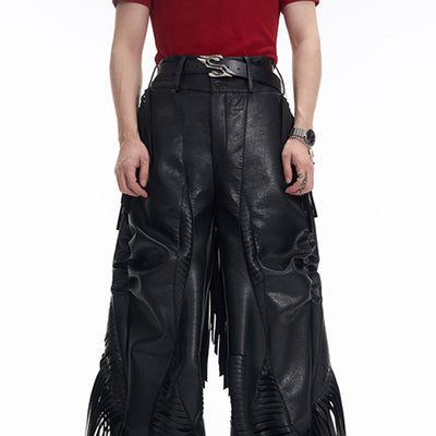 Pantalones de Cuero PU con Diseño Exclusivo y Detalles de Borla - Image 9