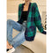 Cardigan de Mohair a Cuadros Verdes - Tejido Trendy para Mujer