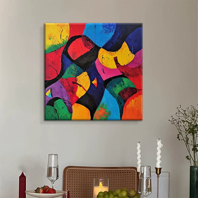 Cuadro Abstracto Moderno Óleo Sobre Lienzo Colorido Sin Marco para Decoración del Hogar - Image 4