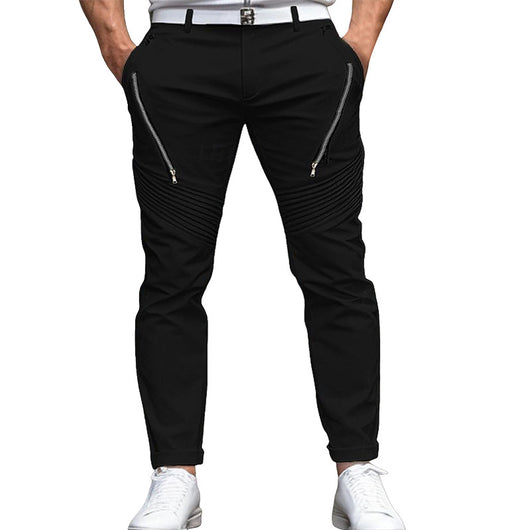 Pantalones Skinny Stretch con Cierre y Pliegues para Hombre - Image 2