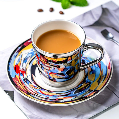 Taza Cerámica Retro con Espejo - Taza de Agua para Té de la Tarde