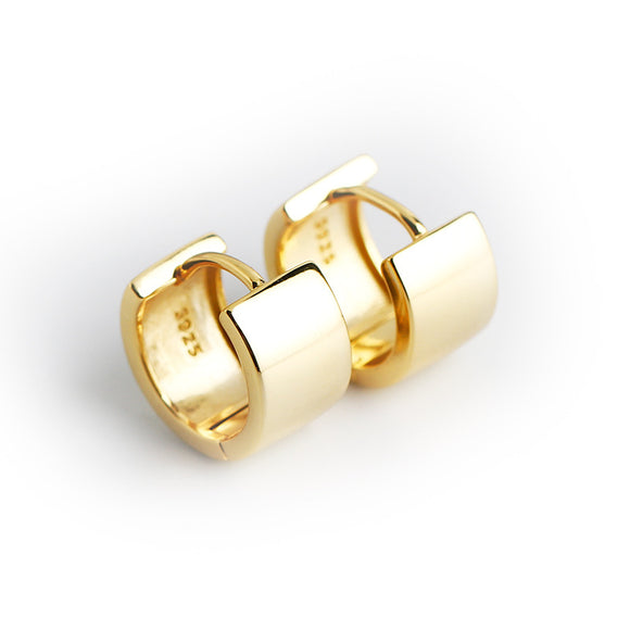 Aros de Plata Pura Minimalistas con Diseño de Cara Ancha