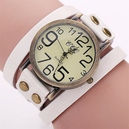 Reloj Retro de Cuero Genuino con Tres Círculos - Unisex - Image 8