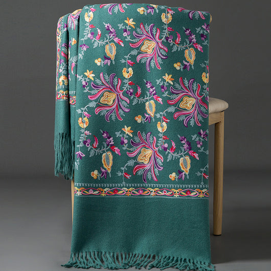 Bufanda Cashmere Tibetana Bordada Gruesa para Invierno - Image 10