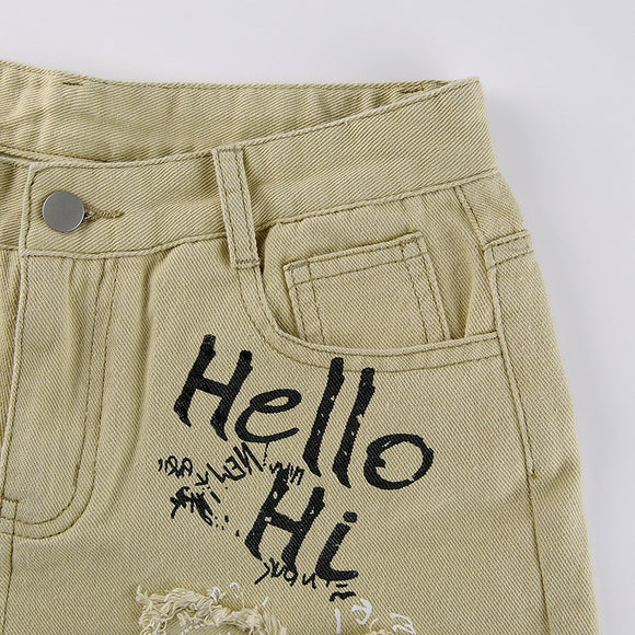 Pantalones Vaqueros Estampados Ajuste Americano para Mujer