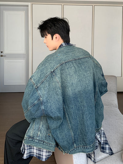 Chaqueta Denim Falso Doble Tejido para Hombre Primavera Otoño - Image 5
