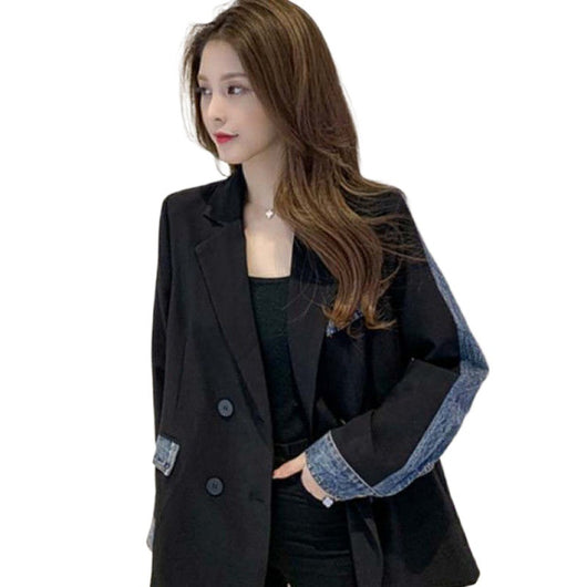Chaqueta Blazer Denim con Costuras Decorativas para Mujer - Image 4