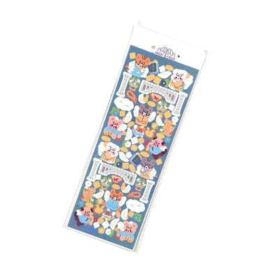 Korean style cartoon animal angel stickers with clouds and architectural elements on a blue sheet. - Image 5