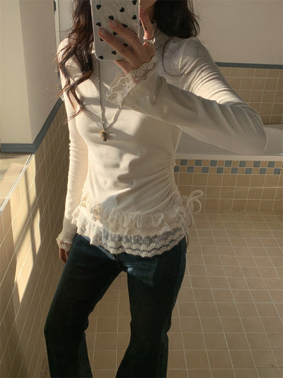 Blusa Ajustada con Encaje para Mujer - Manga Larga Elegante - Image 4
