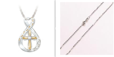 Dije de Cruz y Huellas con Diamante en Dos Tonos - Image 12