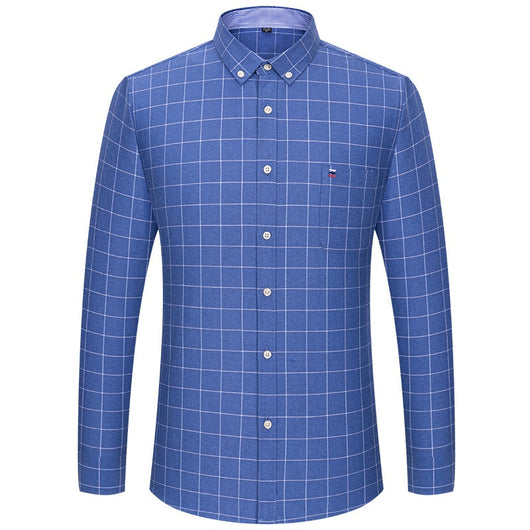 Camisa Cuadriculada Casual de Manga Larga para Hombre Talla Grande - Image 5