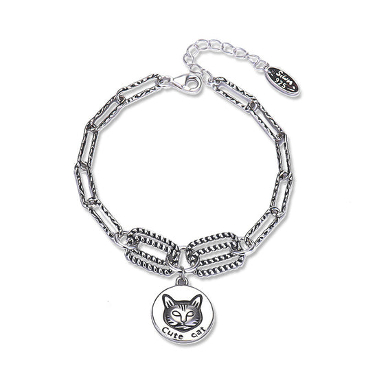 Dije Gato de Plata de Ley para Estudiantes - Colgante de Personalidad - Image 2