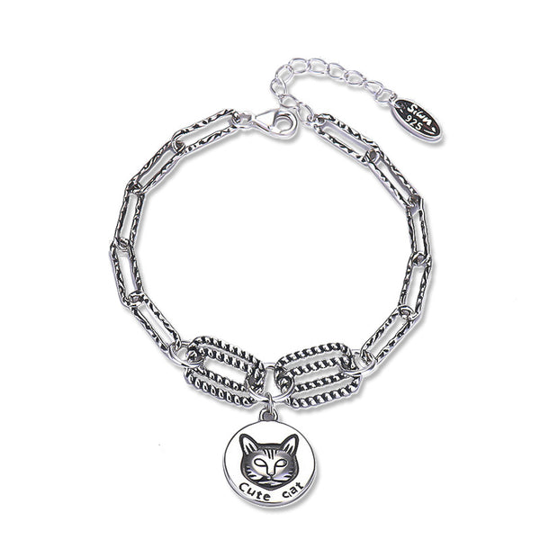 Dije Gato de Plata de Ley para Estudiantes - Colgante de Personalidad