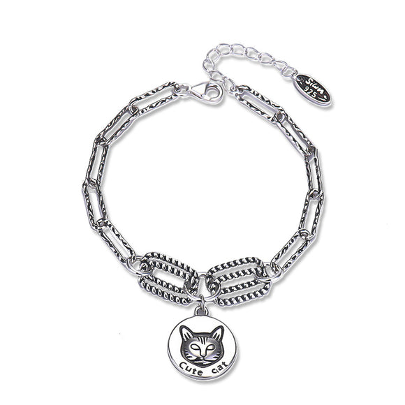 Dije Gato de Plata de Ley para Estudiantes - Colgante de Personalidad