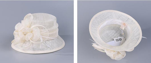 Sombrero de Ala Ancha Elegante con Flores y Fibra Natural para Mujer - Image 10