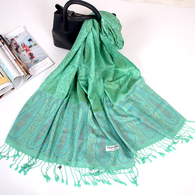 Foulard Étnico de Cachemira Dual-uso con Jacquard y Borlas - Image 16