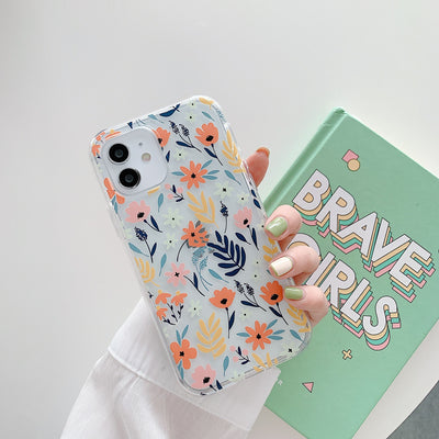 Funda Transparente Bicolor con Flores Pintadas para Móvil - Image 12
