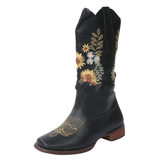 Botas Planas Talla Grande con Bordado de Girasol - Image 7