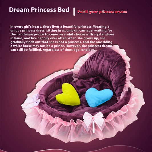 Cama Princesa para Mascotas con Encaje Teddy - Image 2