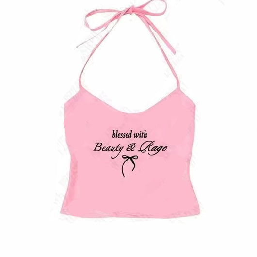 Top Halter con Estampado de Moño y Tirantes Finos - Image 6