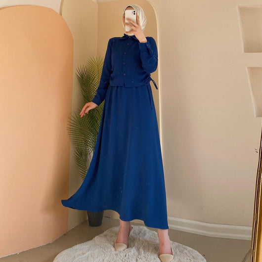 Vestido Camisa Árabe Elegante Manga Larga