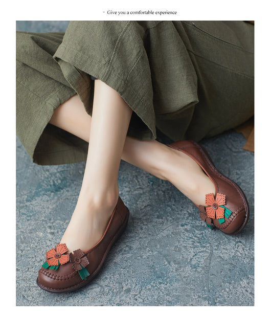 Zapatos Artesanales de Cuero Estilo Étnico Retro con Suela Suave para Mujer - Image 20
