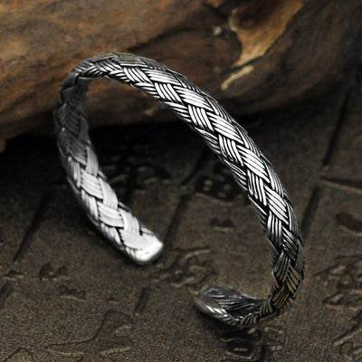 Pulsera de Plata Tejida a Mano con Diseño Vintage Retorcido