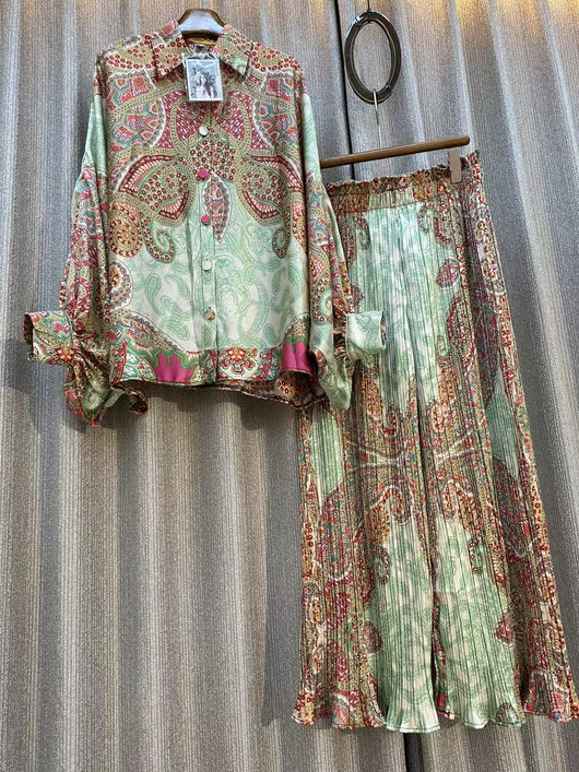 Conjunto de Dos Piezas: Blusa Estampada Personalizada + Pantalón Ancho de Cintura Alta - Image 15