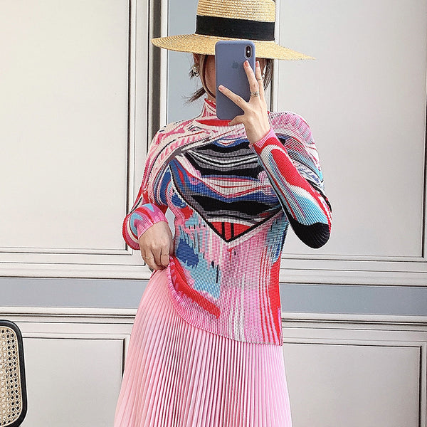 Playera Estampada con Pliegues Miyake