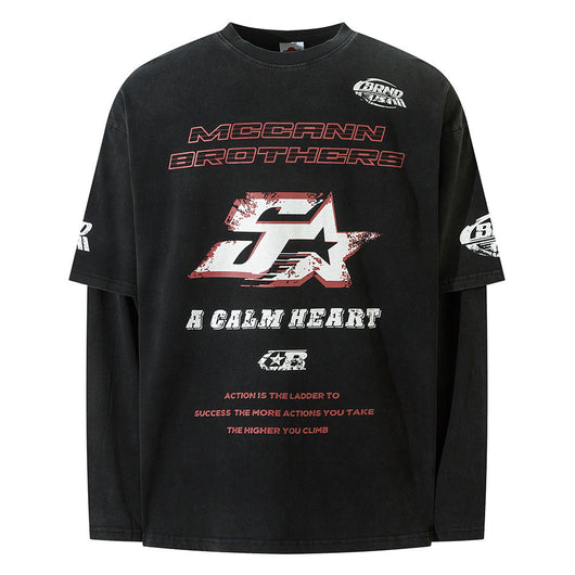 Camiseta Manga Larga Tie-Dye con Letras Distressed y Efecto Dos Piezas - Image 7