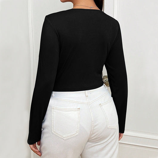 Blusa Elegante Ajustada de Manga Larga Efecto Reductor - Image 2