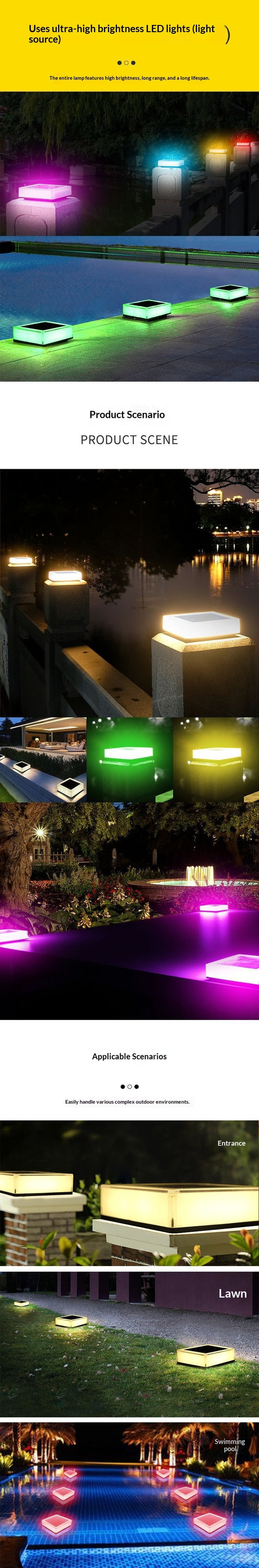 Faro Solar Cuadrado para Jardín y Patio - Iluminación Exterior Automática - Image 12