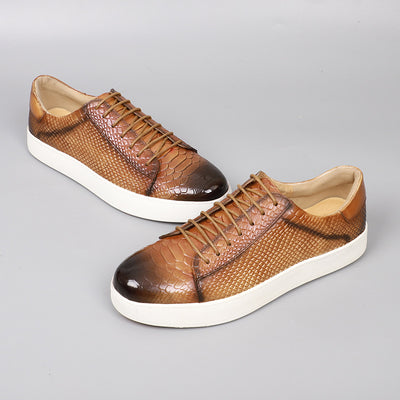 Zapatos Casuales de Cuero con Cordones y Textura Grabada para Hombre - Image 6
