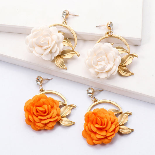 Aretes Colgantes de Tela Floral - Image 17