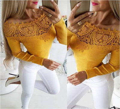 Camiseta Manga Larga Ajustada con Escote de Encaje - Image 12