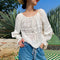 Blusa Francesa Blanca de Manga Larga para Mujer