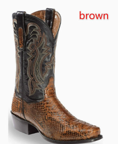 Botas de Hombre Patchwork Acolchadas con Punta Bordada - Image 4