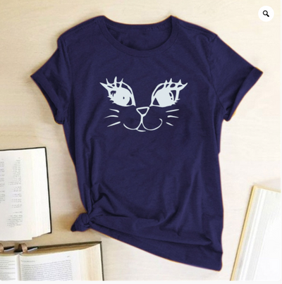 Playera Manga Corta Cuello Redondo Estampado Gato para Mujer - Image 17
