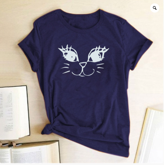 Playera Manga Corta Cuello Redondo Estampado Gato para Mujer - Image 17